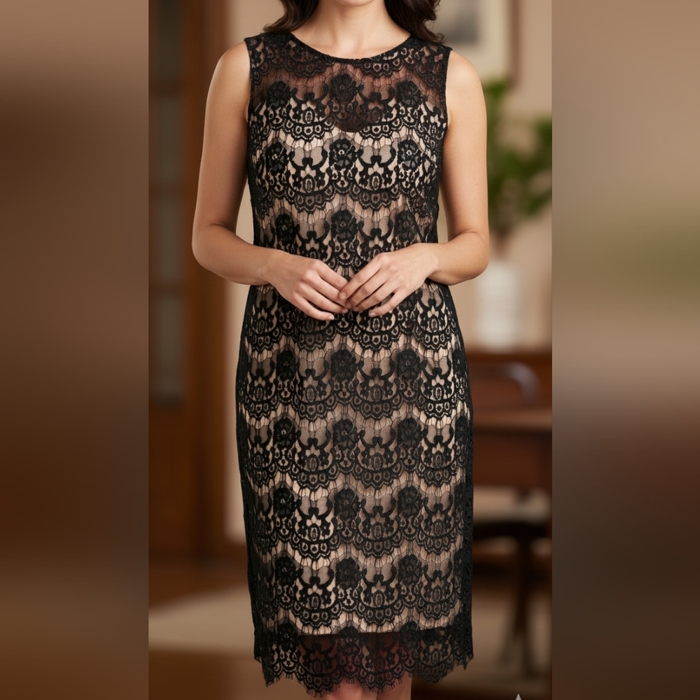 Jay Godfrey Black & Nude Lace Dress
